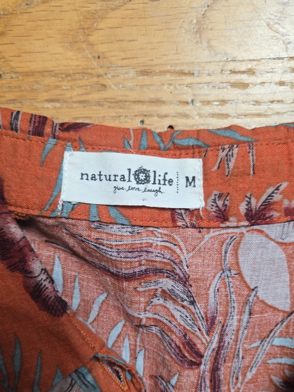 Natural Life Rebecca orange tropical button-front tiered midi shirt dress - Picture 4 of 5